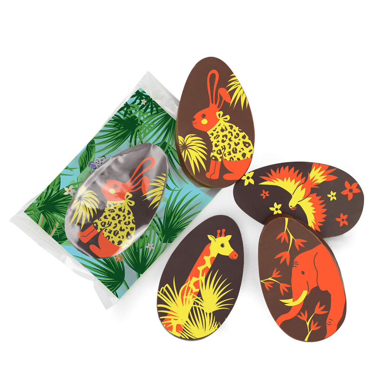 Easter chocolate, 5 filled morsels. High-end gourmet chocolate.