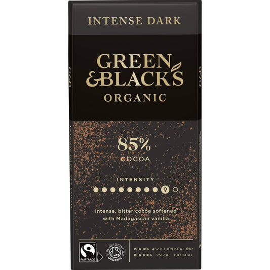 G&B Organic Dark 85% 90g Bar (Box of 15) - Chocolate Gifts Heaven