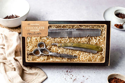 Hairdressers Chocolate Gift Set – Hairdressing Scissors, Comb & Razor Gift Box
