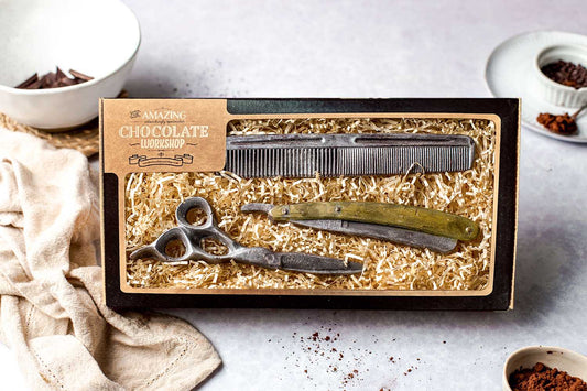 Hairdressers Chocolate Gift Set – Hairdressing Scissors, Comb & Razor Gift Box