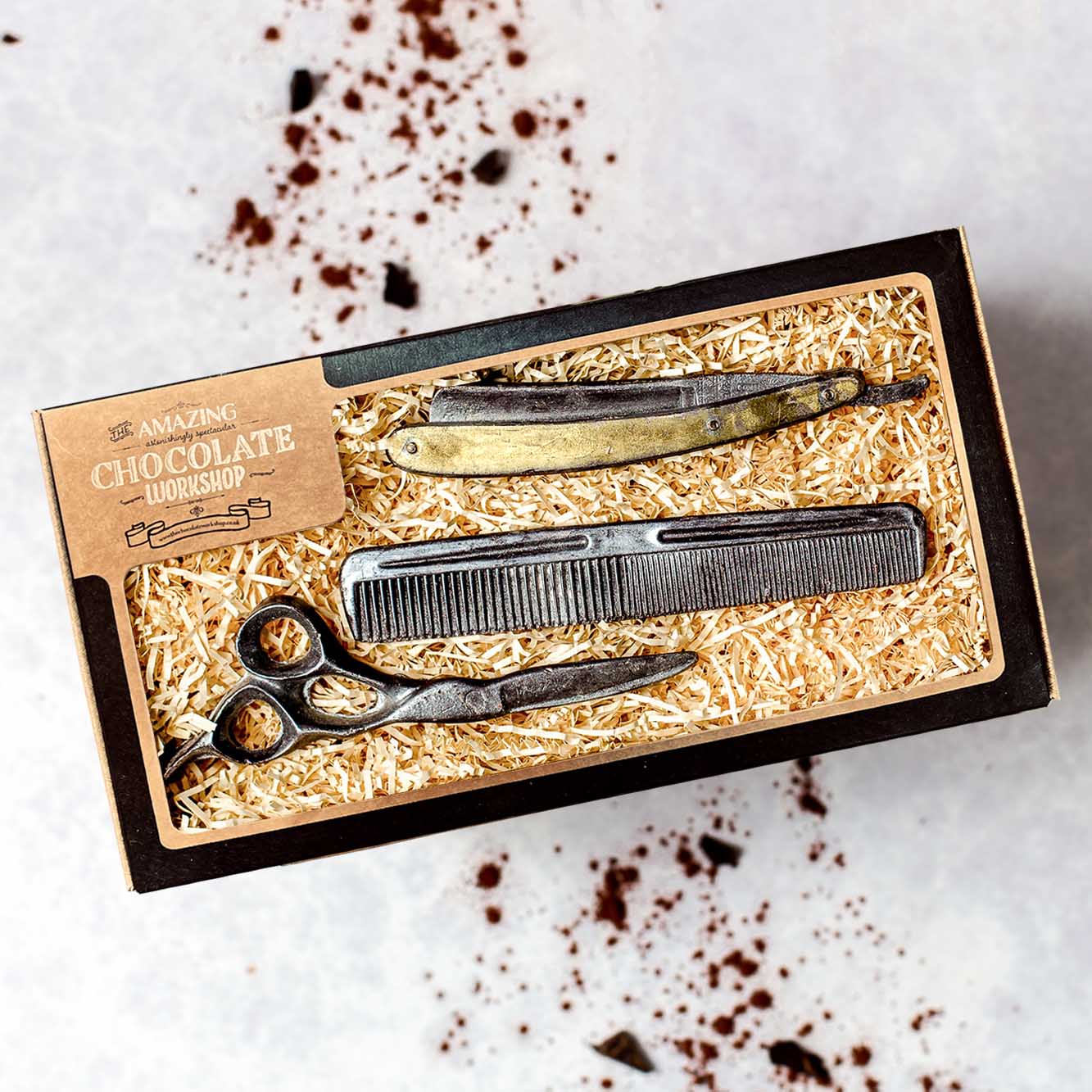 Hairdressers Chocolate Gift Set – Hairdressing Scissors, Comb & Razor Gift Box