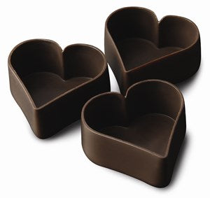 Heart shaped, dark chocolate cups