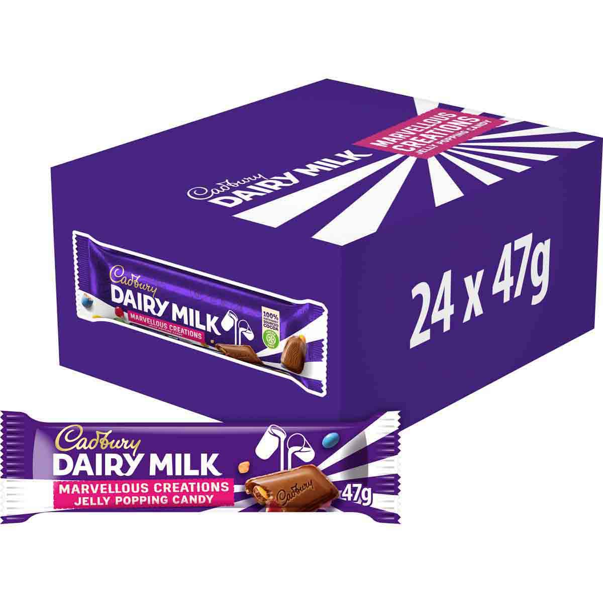 Dairy Milk Jelly Popping Candy 47g Bar (Box of 24) - Chocolate Gifts Heaven