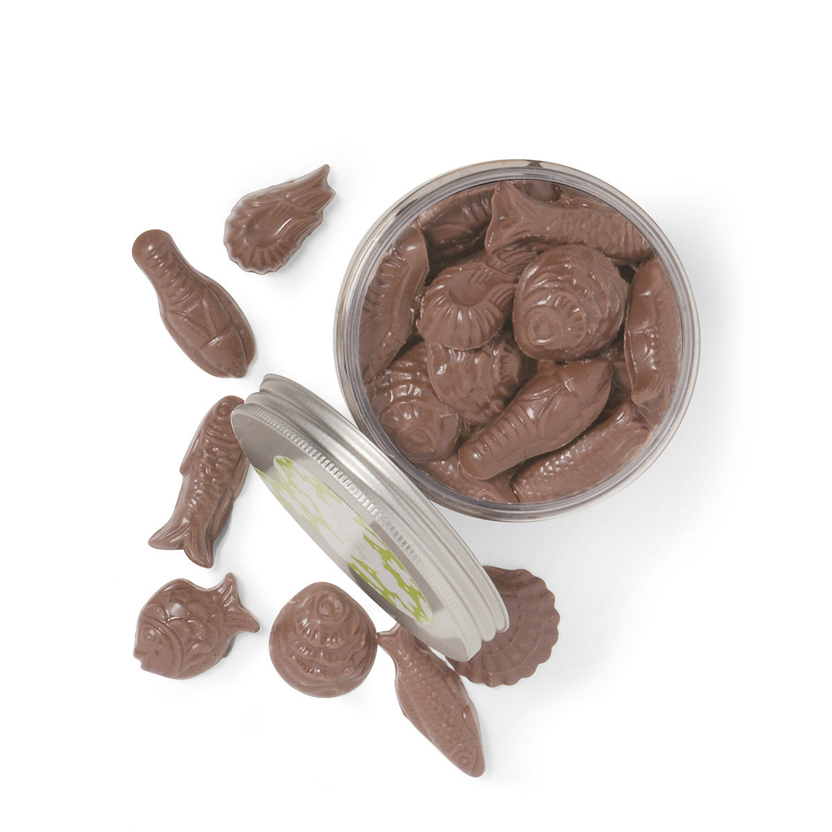 Easter chocolate, 1 large jar of milk chocolate figures. High-end gourmet chocolate.