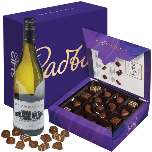 Cadbury Milk Tray & White Wine Hamper - Chocolate Gifts Heaven