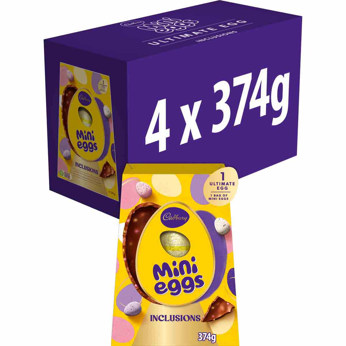 Cadbury Mini Eggs Inclusion Easter Egg XXL 374g (Box of 4)