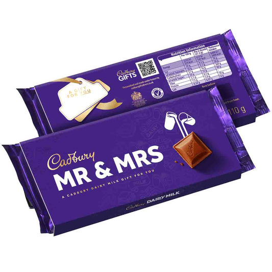 Cadbury Mr & Mrs Dairy Milk Chocolate Bar with Sleeve 110g - Chocolate Gifts Heaven