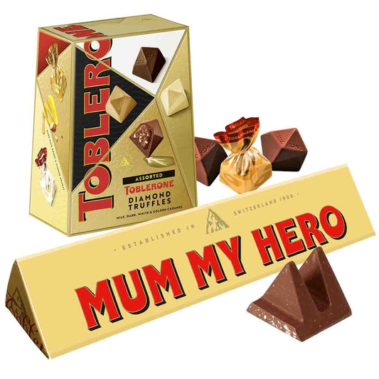 Mum My Hero Toblerone Bar & Truffles Chocolate Bundle