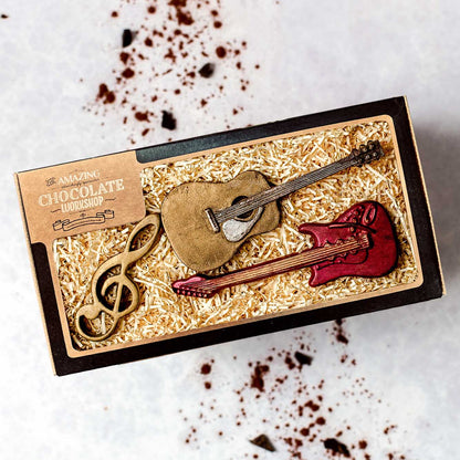 Music Fans Chocolate Gift Box - Acoustic Guitar, Electric Guitar & Music Note