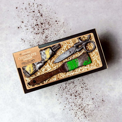 Artists Chocolate Gift Set -Paint Brush, Paint Tube & Scissors Box