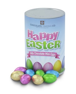 Branded Tin Can of mini Easter eggs - Chocolate Gifts Heaven