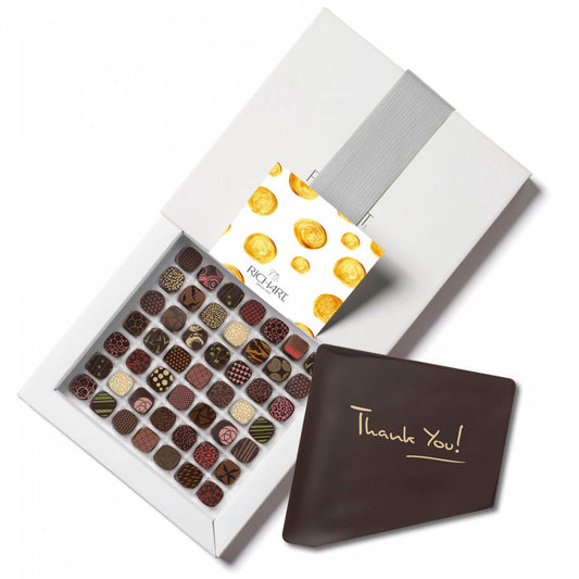 Box of 49 Fine Chocolates + a "thank you" Chocolate Card. Creation of the French chocolatier Richart