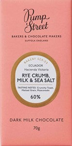 Pump Street chocolate bar packaging with pink background