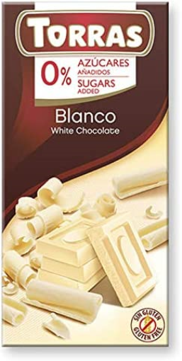 Torras No Added Sugar White Chocolate Bar, 75 Grams - Chocolate Gifts Heaven