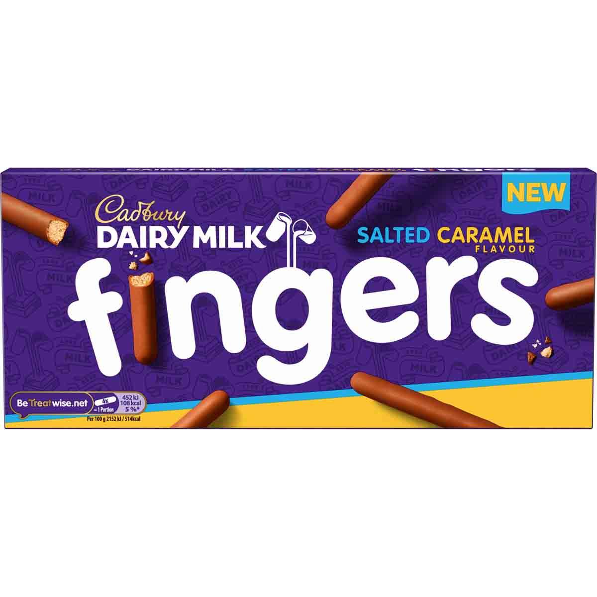 Cadbury Salted Caramel Fingers Biscuits Box 114g - Chocolate Gifts Heaven