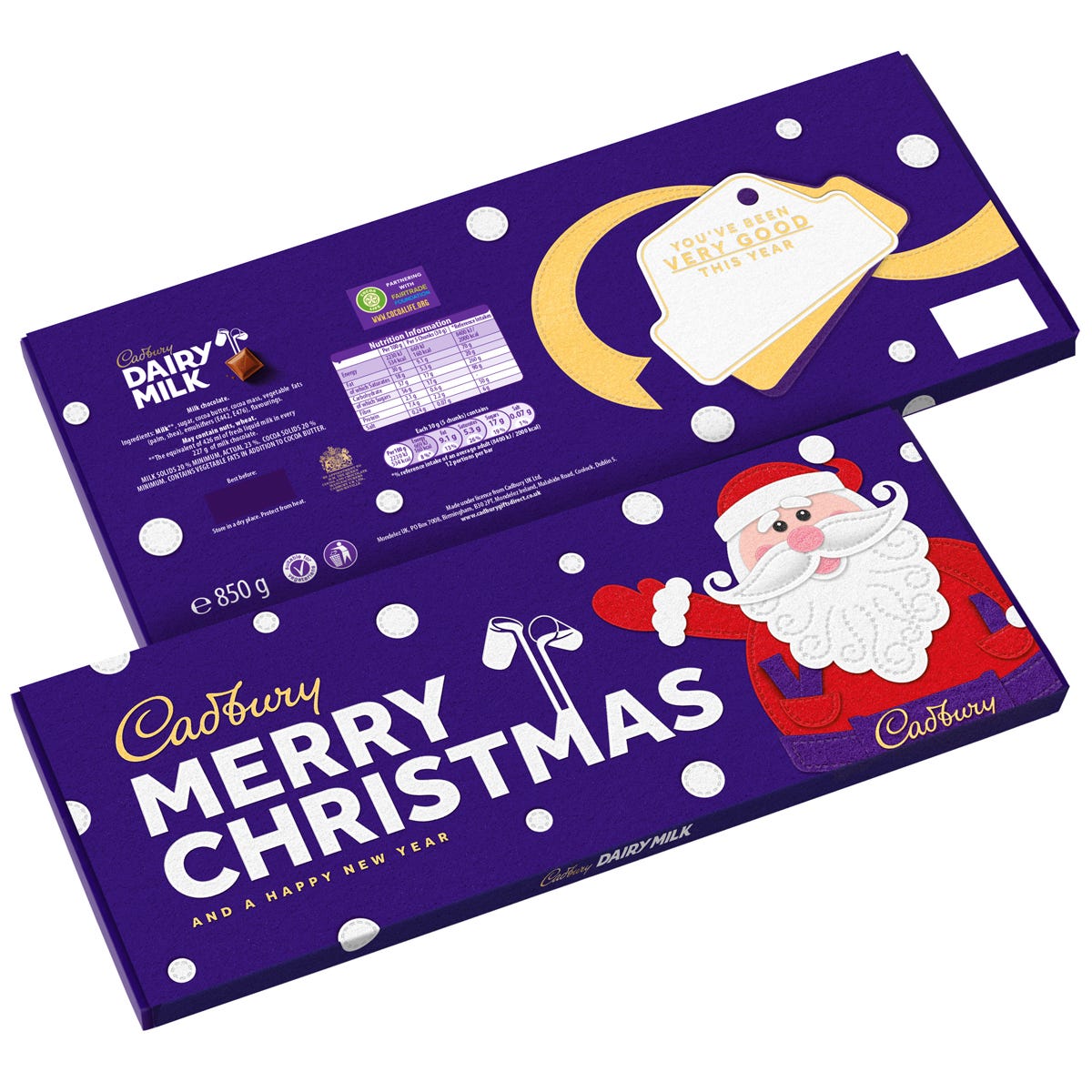 Cadbury Dairy Milk Merry Christmas Gift Bar 850g - Chocolate Gifts Heaven