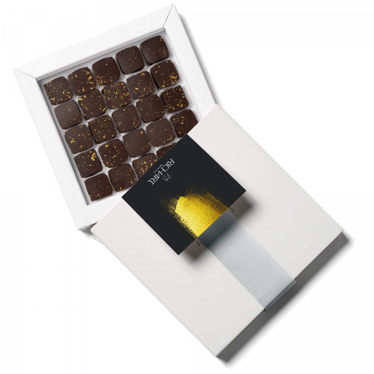 Box of 25 Traditional Chocolates. Soft and silky ganache made with cream and single-origin cocoa from Peru. Handmade in France.