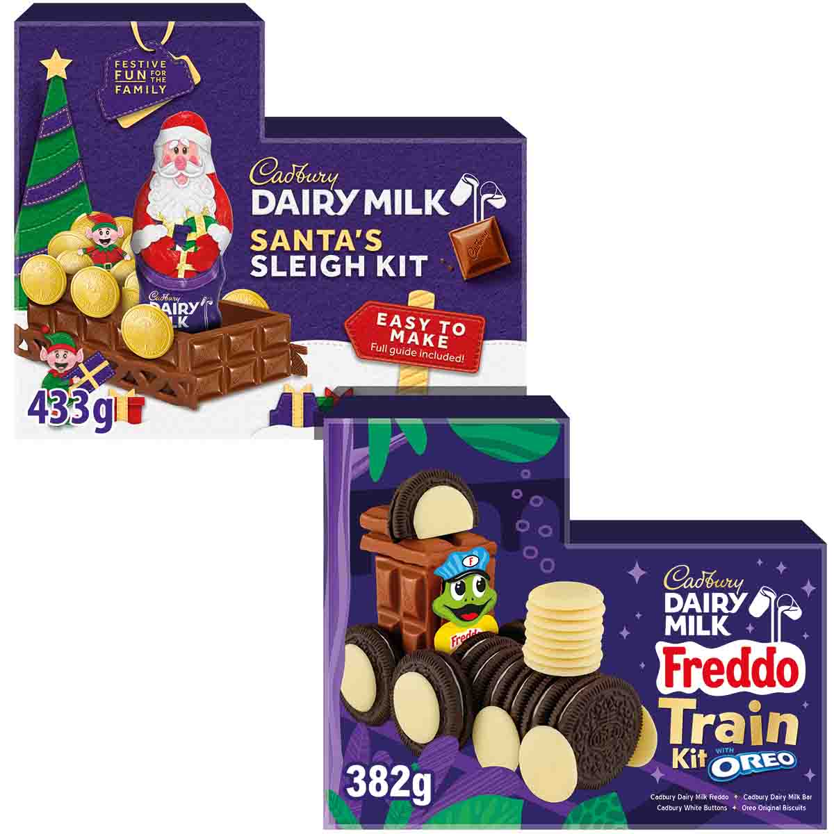 Cadbury Freddo Dairy Milk Chocolate Train & Sleigh Kits (Bundle of 2)