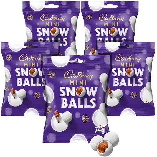 Cadbury Mini Snow Balls Chocolate Bag 74g (Bundle of 5)