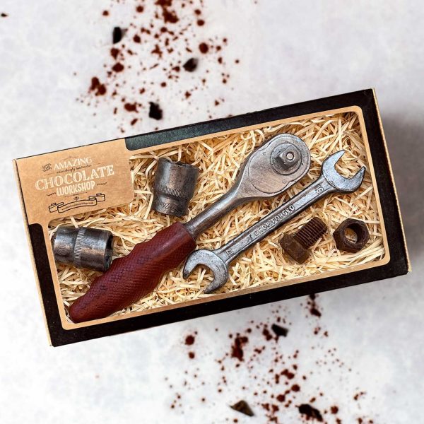 Handyman Chocolate Gift Set - Socket Spanner, 2x Chunky Sockets, Spanner and Nut & Bolt Set Box