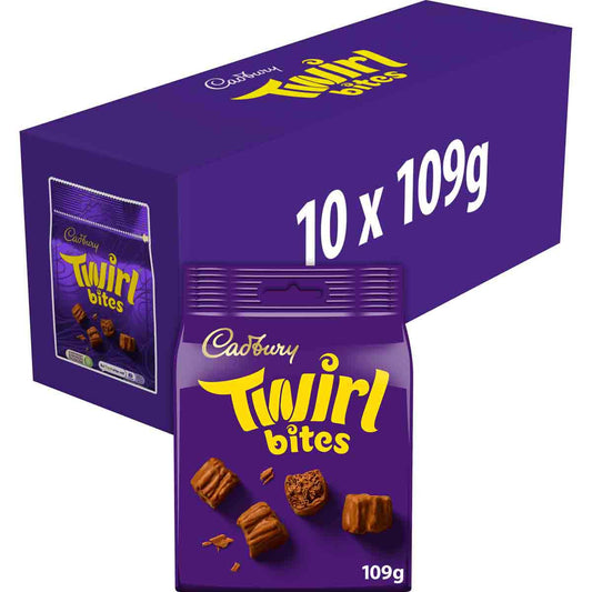 Cadbury Twirl Bites Chocolate Bag 109g (Box of 10) - Chocolate Gifts Heaven