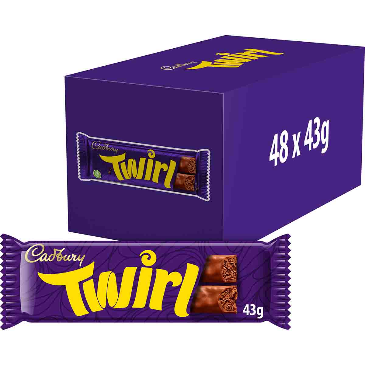Cadbury Twirl Chocolate Bars 43g (Box of 48) - Chocolate Gifts Heaven