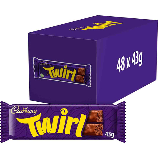Cadbury Twirl Chocolate Bars 43g (Box of 48) - Chocolate Gifts Heaven