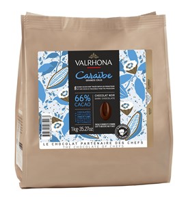 Valrhona Caraibe, 66% dark chocolate chips - Small 1kg bag