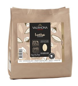 Valrhona Ivoire, white chocolate chips - 250g bag