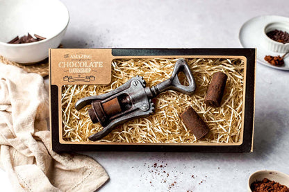 Wine Lovers Chocolate Gift Set – Corkscrew & 2 Wine Cork Gift Box
