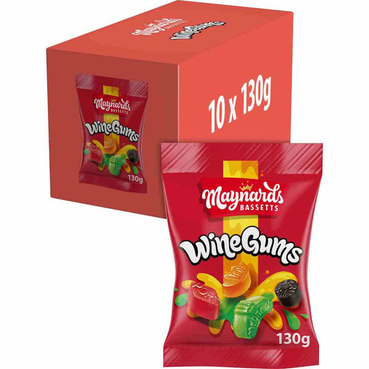 Maynards Bassetts Wine Gums 130g (Box of 10)