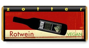 Box of Olivin Rotwein Vegan with a bottle illustration on a red and beige background